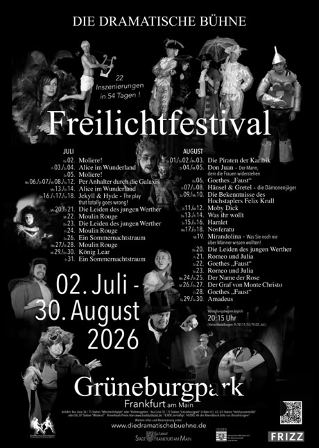 Aktuell Plakat Frühjahr 2026 Die Dramatische Bühne tickets